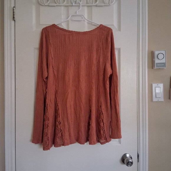 Lucky Brand Women's XL Terracotta Lace Henley Swing Top - Picture 4 of 14